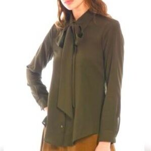ANTONIO MELANI Detachable Bow Blouse in Marsh